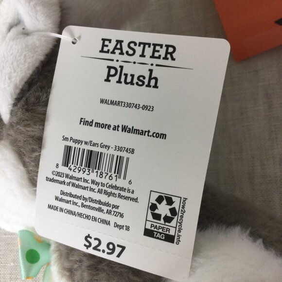 Lot of 3 Way to Celebrate Easter Stuffed Animal Small Puppy Dotted Bow Plush Toy - Picture 4 of 7